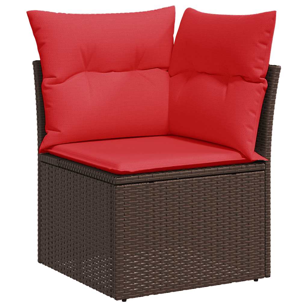 9 részes barna polyrattan kerti ülőgarnitúra párnákkal 9 részes barna polyrattan kerti ülőgarnitúra párnákkal