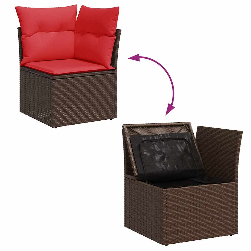 9 részes barna polyrattan kerti ülőgarnitúra párnákkal