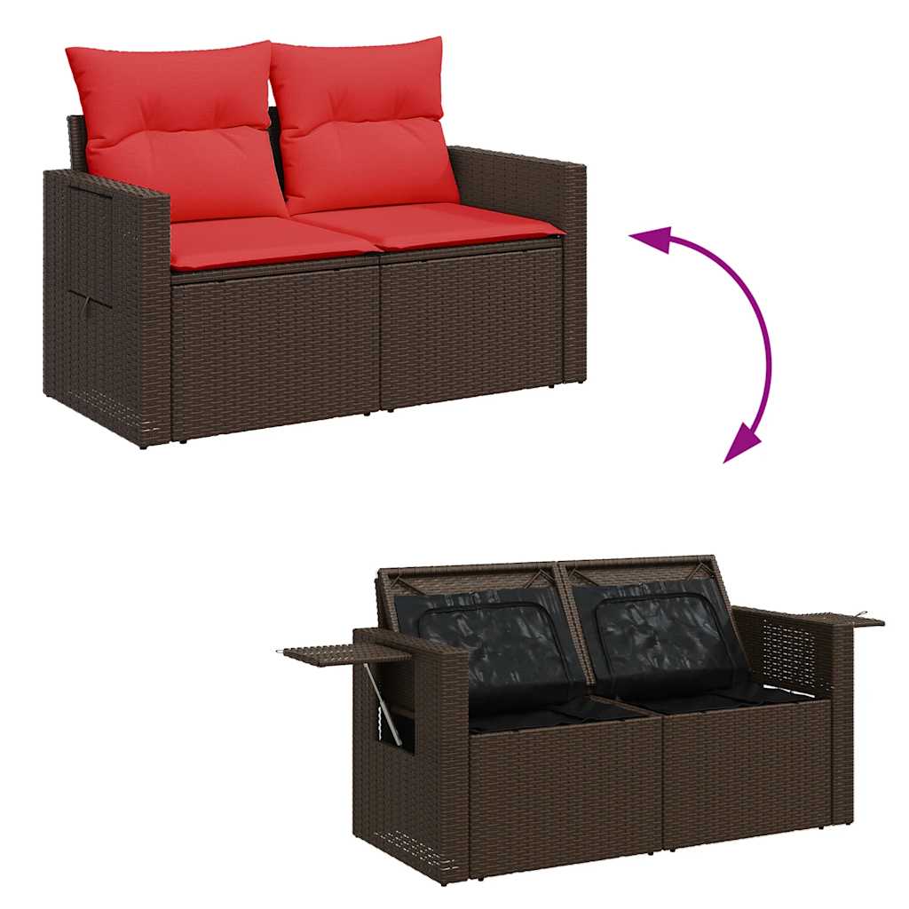 9 részes barna polyrattan kerti ülőgarnitúra párnákkal
