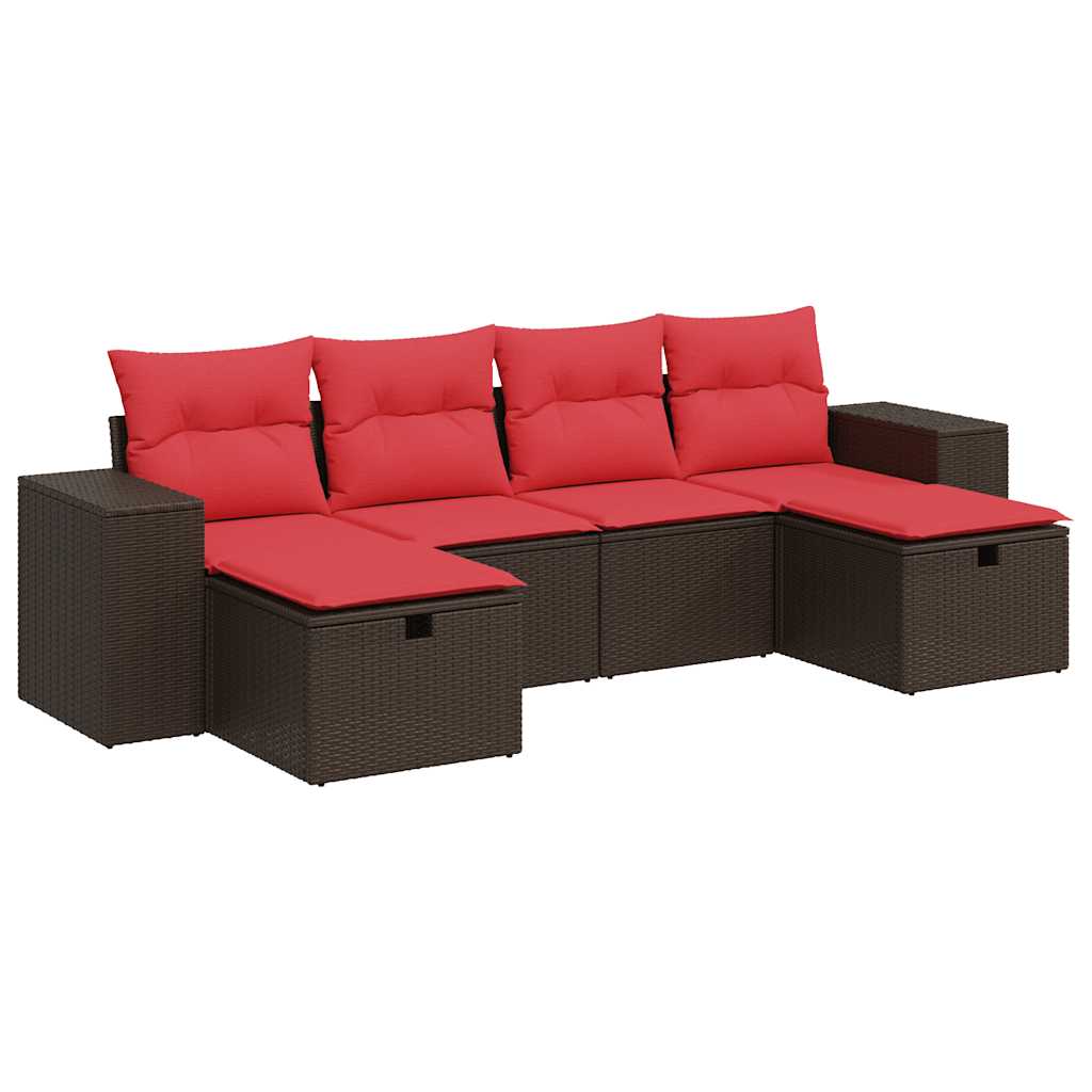 6 részes barna polyrattan kerti ülőgarnitúra párnával 6 részes barna polyrattan kerti ülőgarnitúra párnával