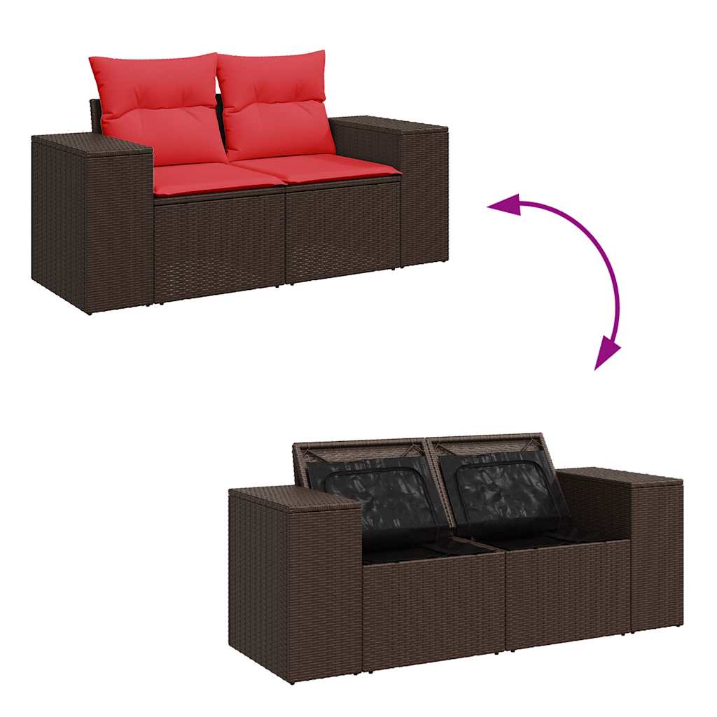 6 részes barna polyrattan kerti ülőgarnitúra párnával 6 részes barna polyrattan kerti ülőgarnitúra párnával