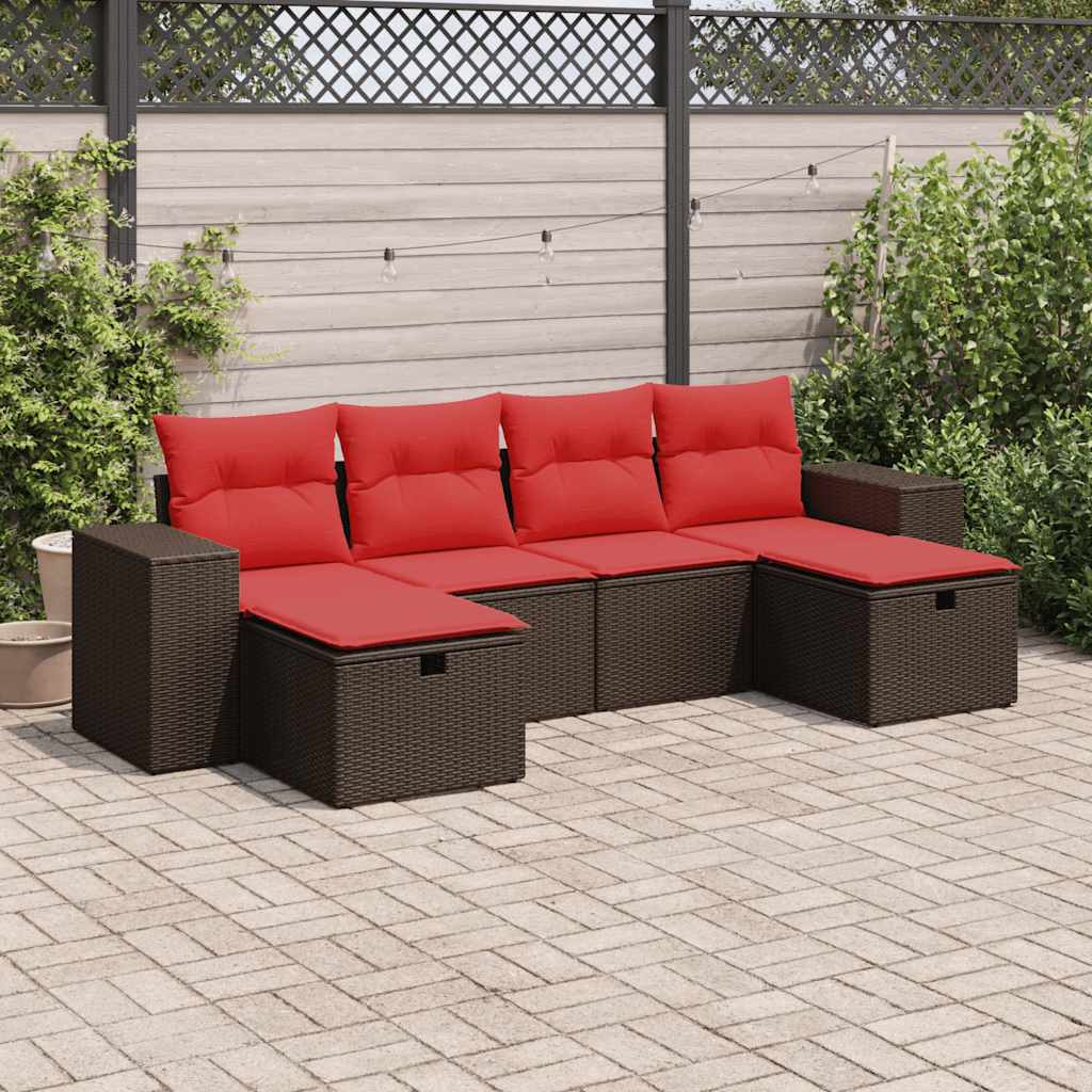 6 részes barna polyrattan kerti ülőgarnitúra párnával 6 részes barna polyrattan kerti ülőgarnitúra párnával