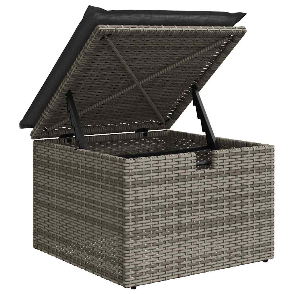 11 részes szürke polyrattan kerti ülőgarnitúra párnákkal