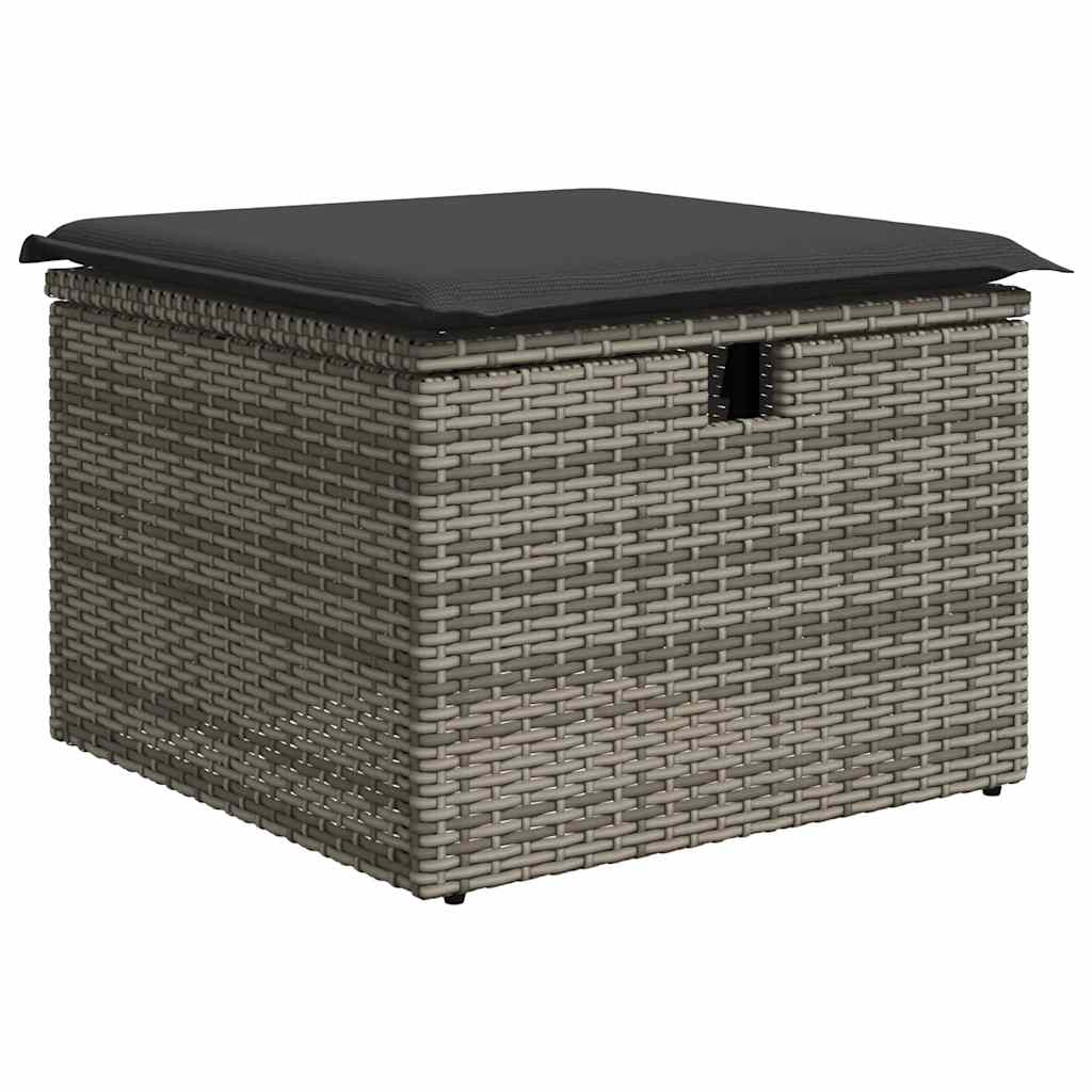 11 részes szürke polyrattan kerti ülőgarnitúra párnákkal