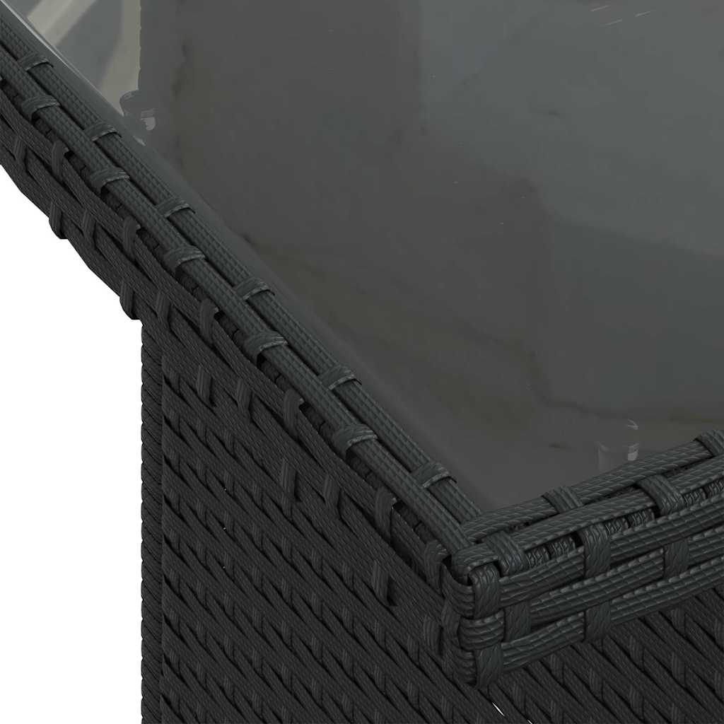 5 részes fekete polyrattan akácfa kerti ülőgarnitúra párnával