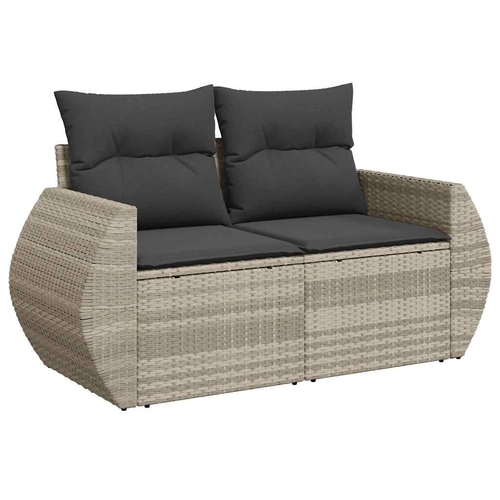 7 részes világosszürke polyrattan kerti ülőgarnitúra párnákkal 7 részes világosszürke polyrattan kerti ülőgarnitúra párnákkal