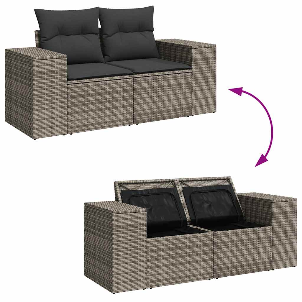 5 részes szürke polyrattan kerti ülőgarnitúra párnákkal
