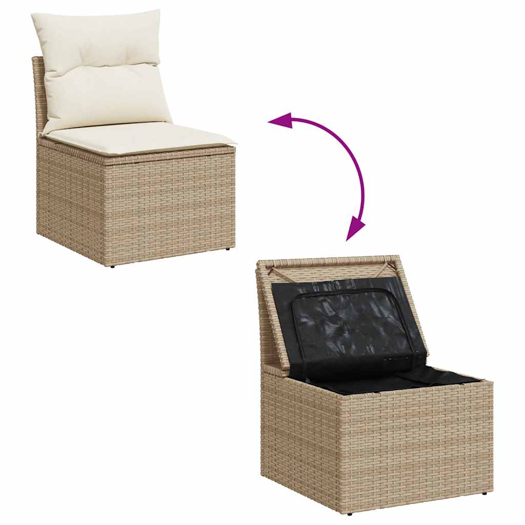 7 részes bézs polyrattan kerti ülőgarnitúra párnákkal 7 részes bézs polyrattan kerti ülőgarnitúra párnákkal