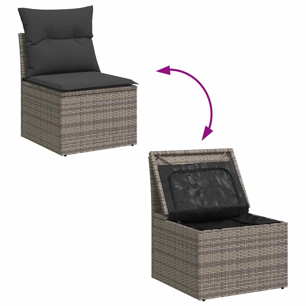 8 részes szürke polyrattan akácfa kerti ülőgarnitúra párnákkal 8 részes szürke polyrattan akácfa kerti ülőgarnitúra párnákkal