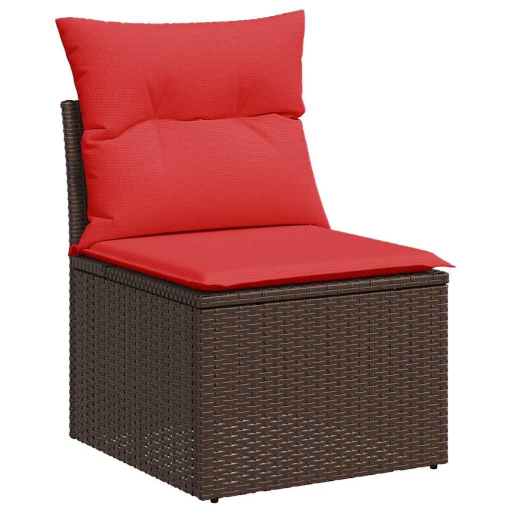 9 részes fekete polyrattan akácfa kerti ülőgarnitúra párnákkal 9 részes fekete polyrattan akácfa kerti ülőgarnitúra párnákkal