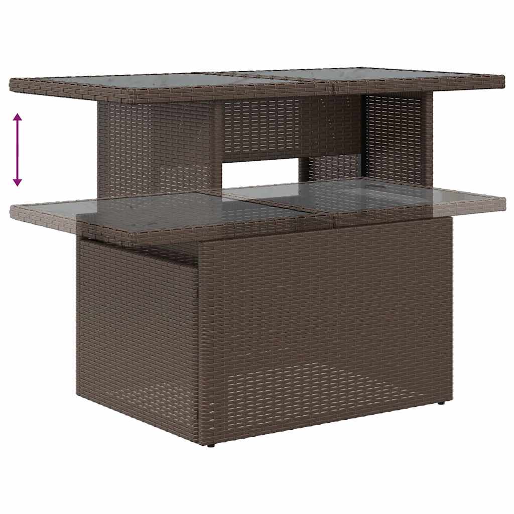 9 részes fekete polyrattan akácfa kerti ülőgarnitúra párnákkal 9 részes fekete polyrattan akácfa kerti ülőgarnitúra párnákkal