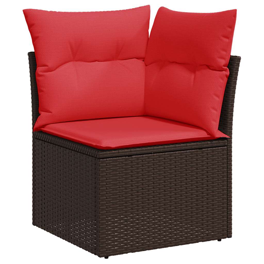 9 részes fekete polyrattan akácfa kerti ülőgarnitúra párnákkal 9 részes fekete polyrattan akácfa kerti ülőgarnitúra párnákkal