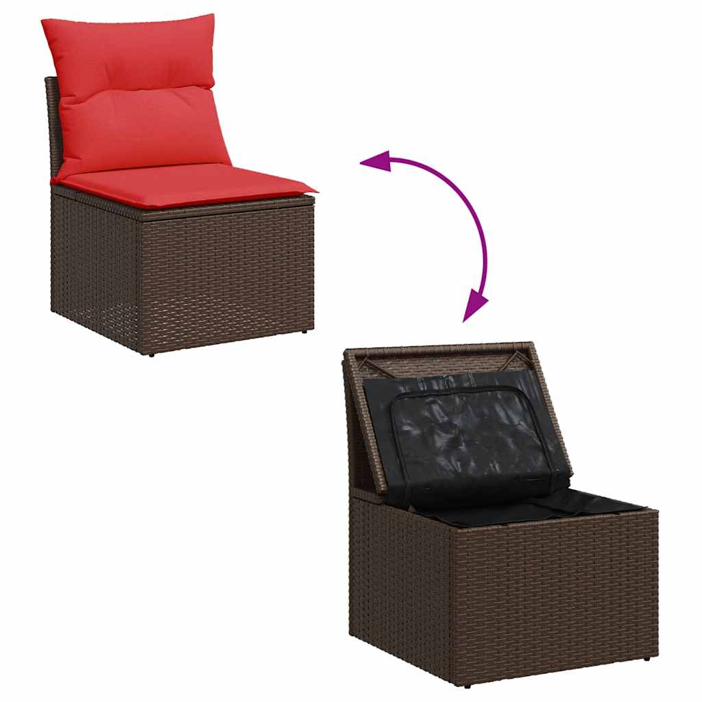 9 részes fekete polyrattan akácfa kerti ülőgarnitúra párnákkal 9 részes fekete polyrattan akácfa kerti ülőgarnitúra párnákkal