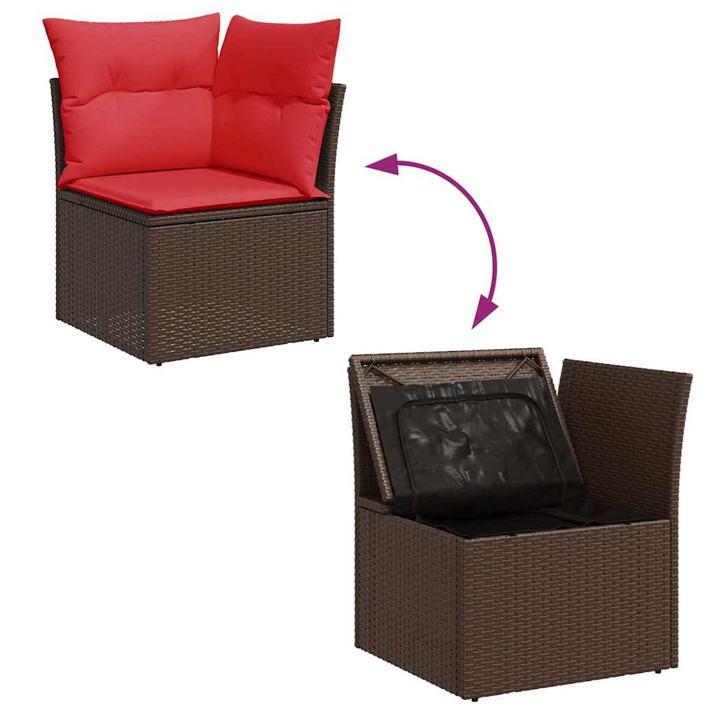9 részes fekete polyrattan akácfa kerti ülőgarnitúra párnákkal 9 részes fekete polyrattan akácfa kerti ülőgarnitúra párnákkal