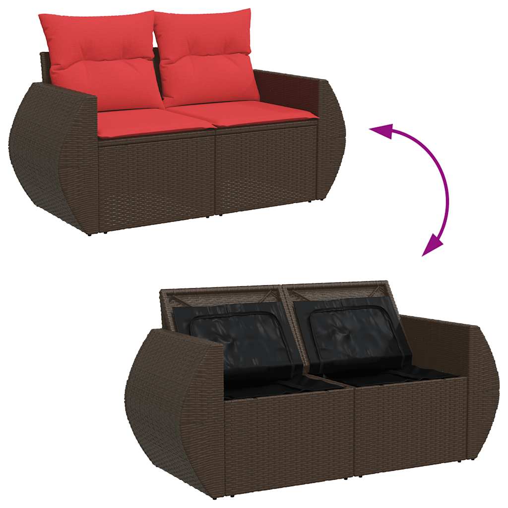 9 részes fekete polyrattan akácfa kerti ülőgarnitúra párnákkal 9 részes fekete polyrattan akácfa kerti ülőgarnitúra párnákkal
