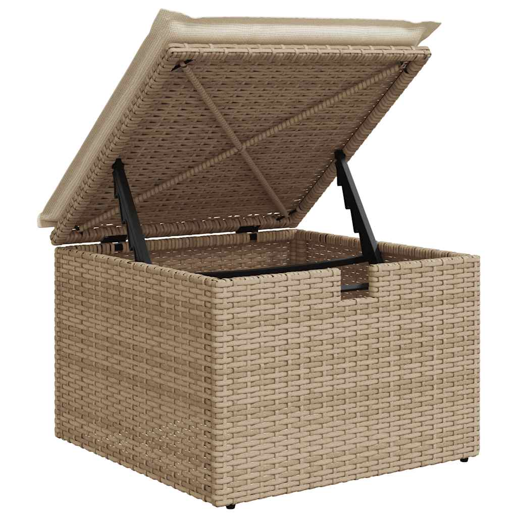 5 részes bézs polyrattan és akácfa kerti ülőgarnitúra párnákkal 5 részes bézs polyrattan és akácfa kerti ülőgarnitúra párnákkal