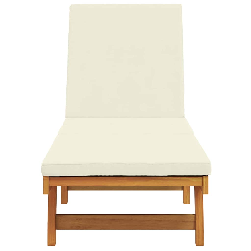 Napozó barna és krém 199 x 63 x 85 cm tömör akácfa