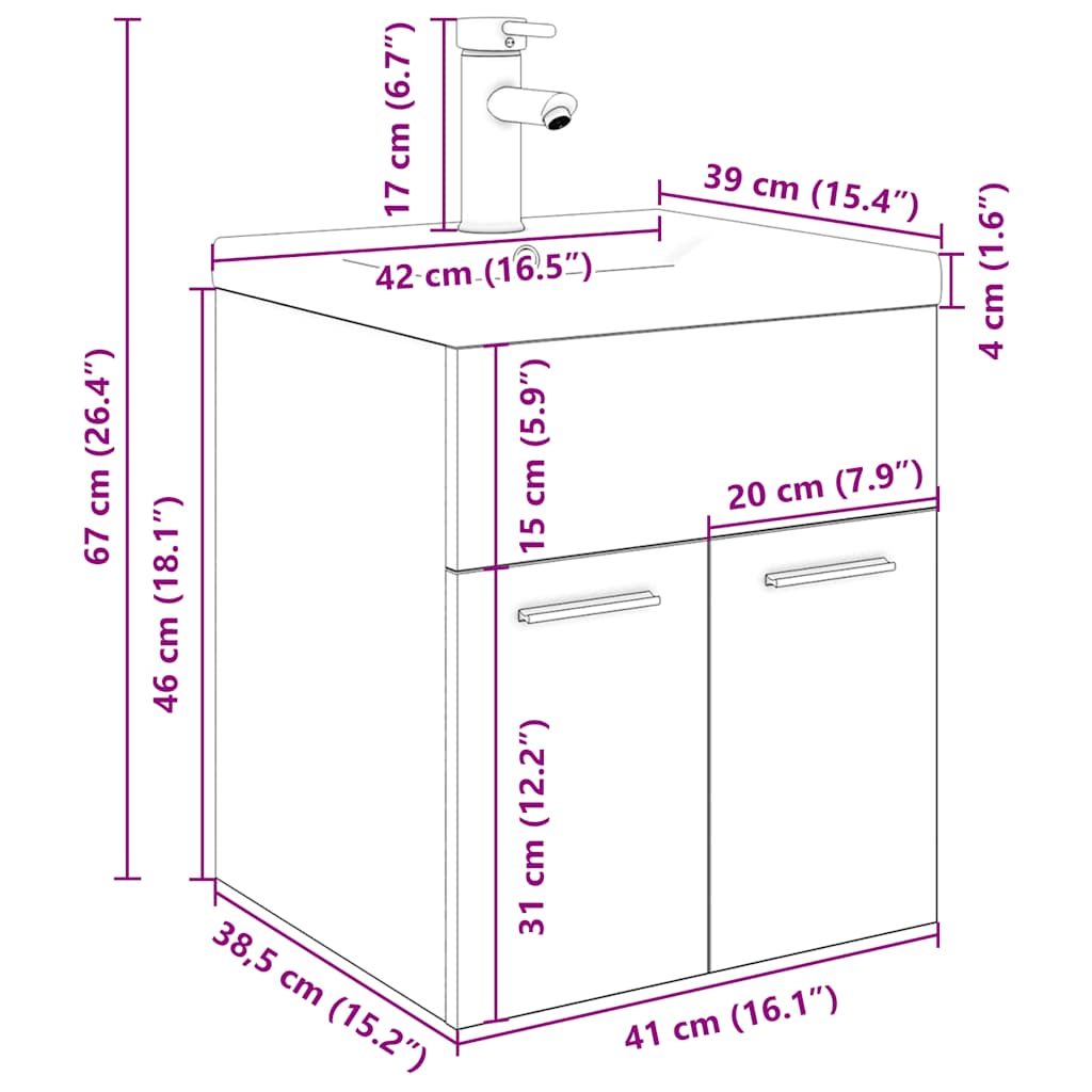 Antik fa mosogatószekrény beépített medencével és csapteleppel