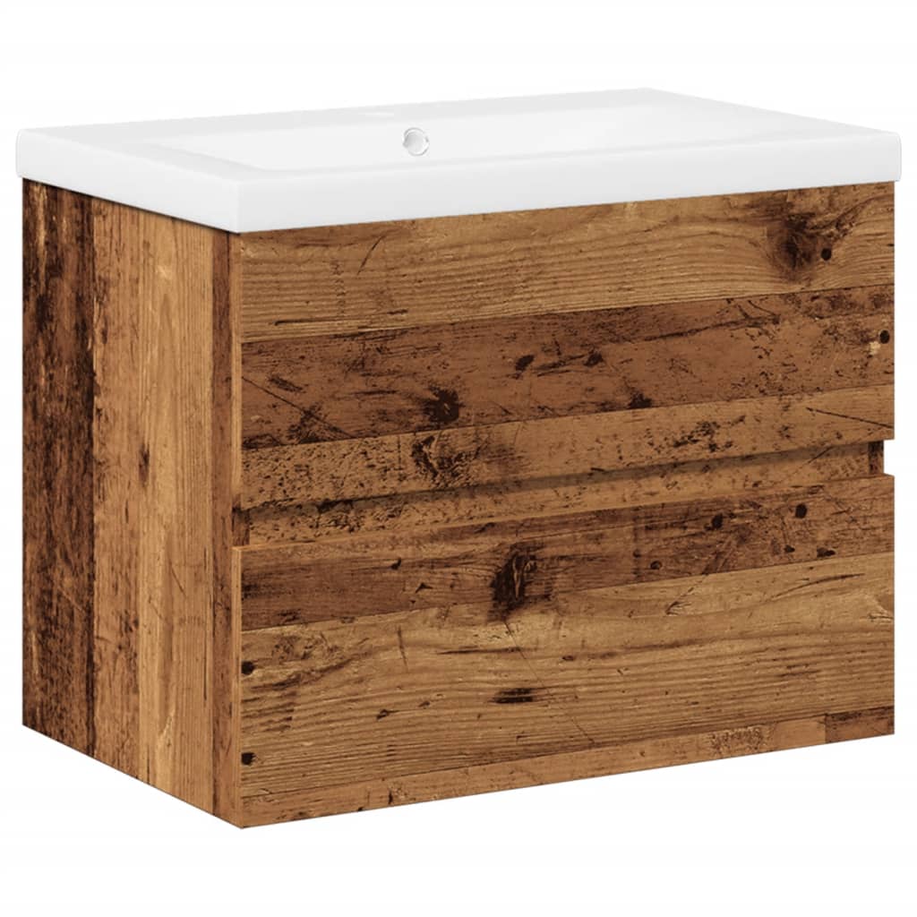 Antik fa színű mosdószekrény beépített mosdóval 61x39,5x49 cm