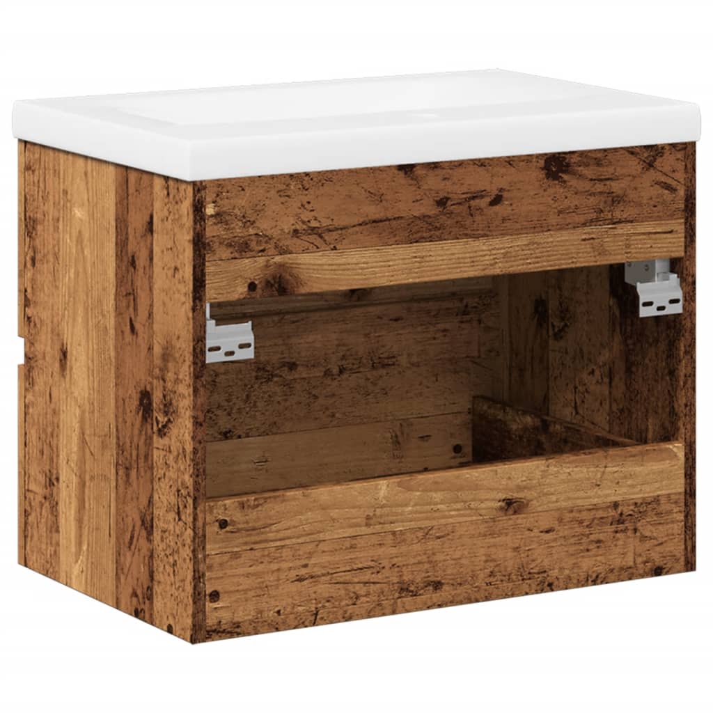 Antik fa színű mosdószekrény beépített mosdóval 61x39,5x49 cm