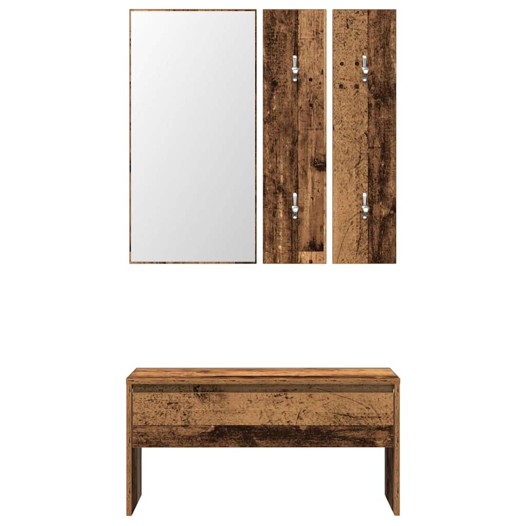 Régi fa szerelt fa előszobai bútorszett