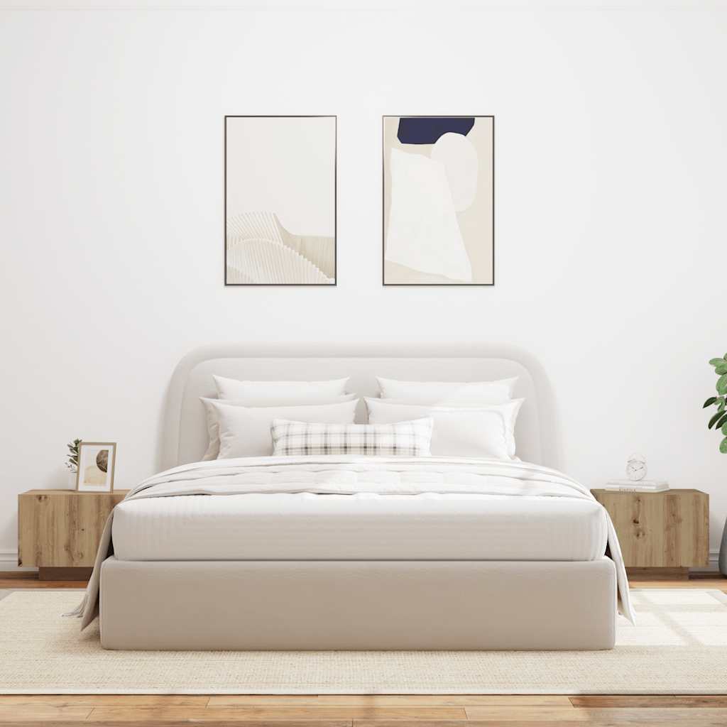 Kézműves tölgy színű szerelt fa éjjeliszekrény 100 x 35 x 40 cm