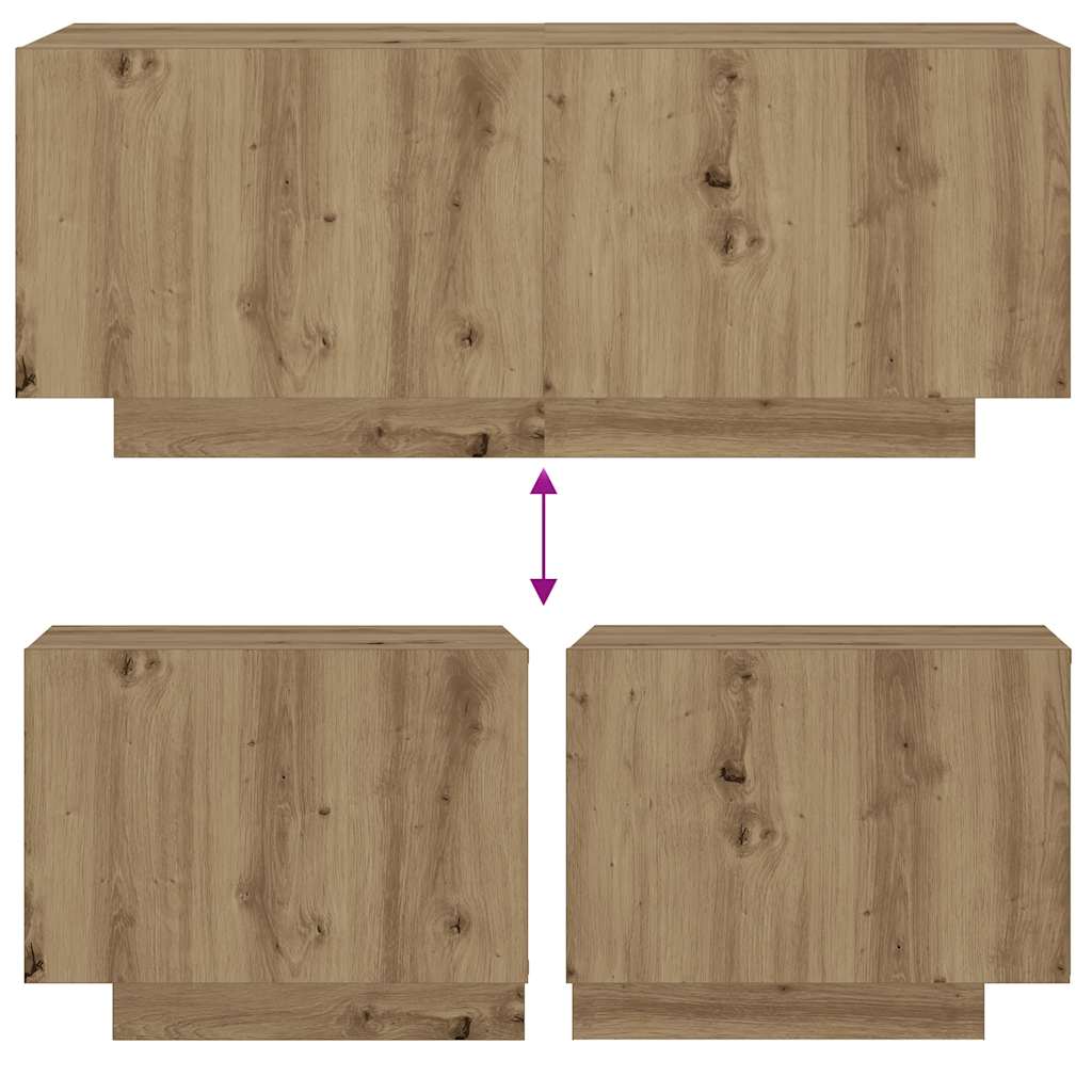 Kézműves tölgy színű szerelt fa éjjeliszekrény 100 x 35 x 40 cm