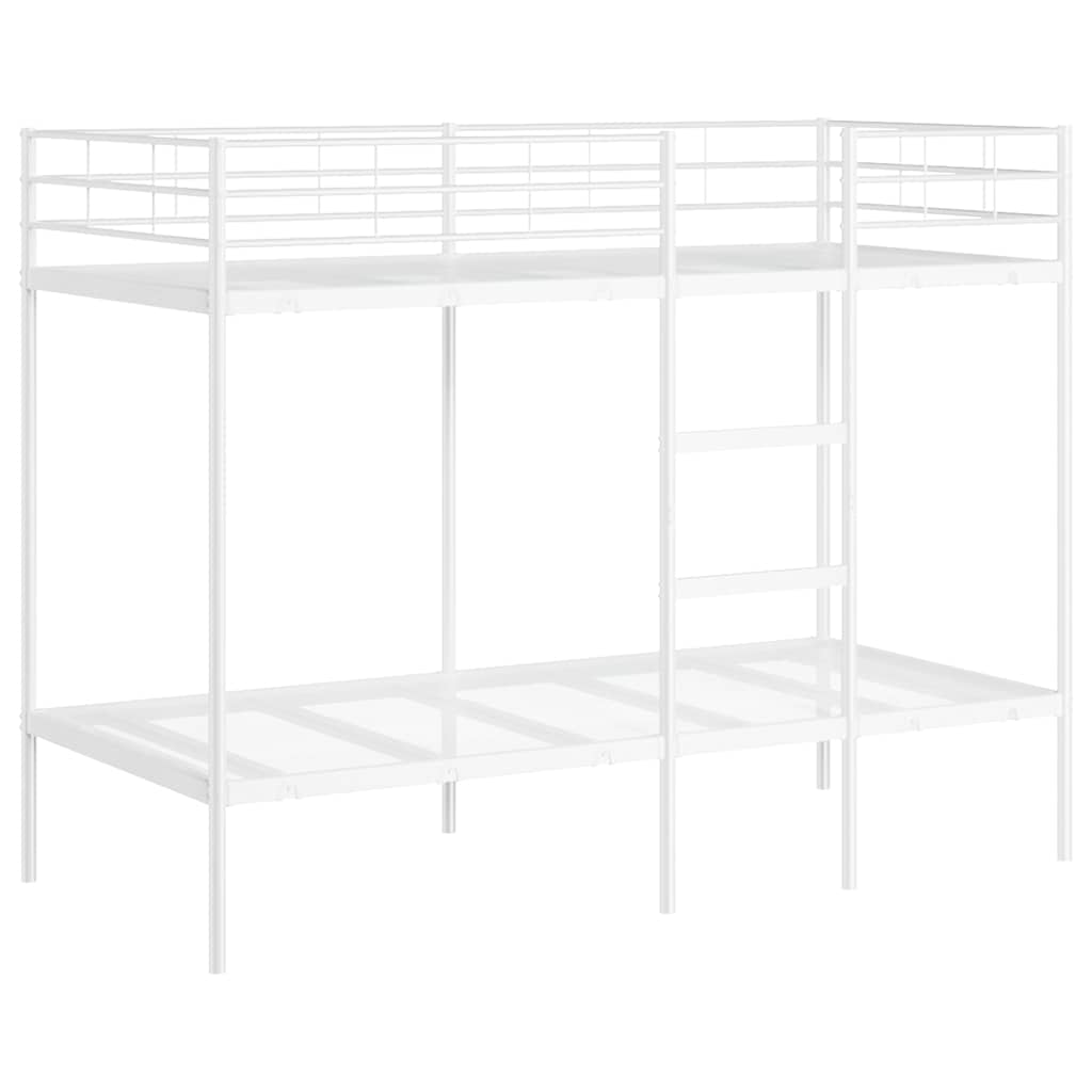 Fehér acél emeletes ágy matrac nélkül 90 x 200 cm Fehér acél emeletes ágy matrac nélkül 90 x 200 cm