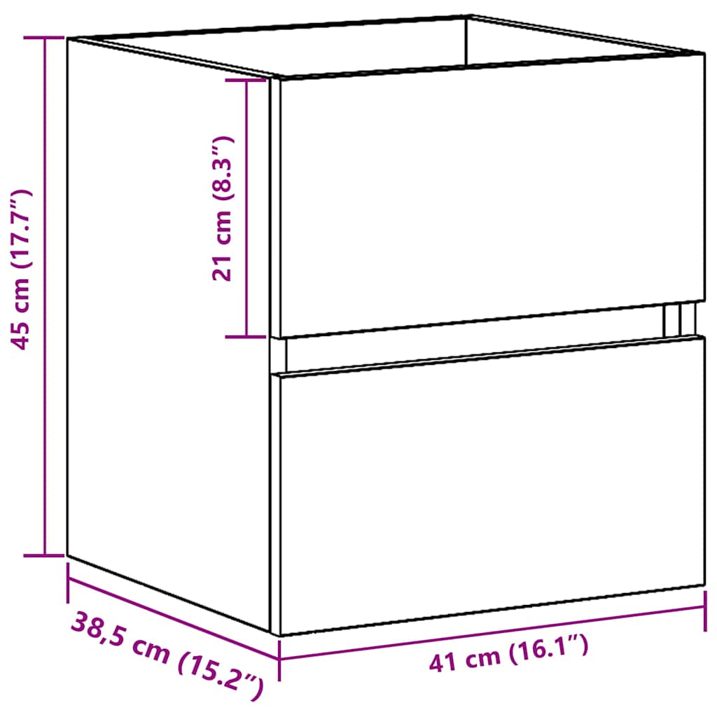 Antik fa szerelt fa mosdószekrény 41x38,5x45 cm