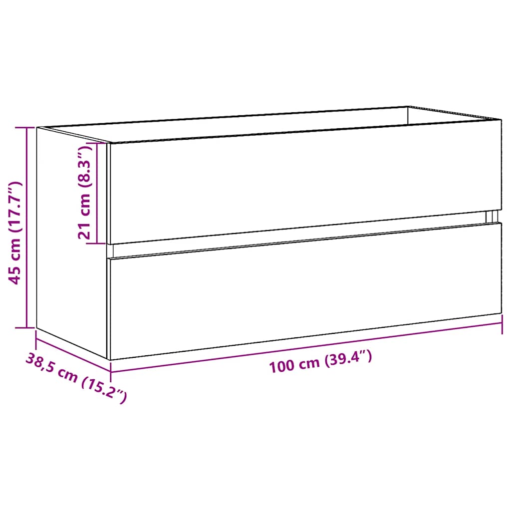 Fekete tölgy forgácslap mosdószekrény 100 x 38,5 x 45 cm
