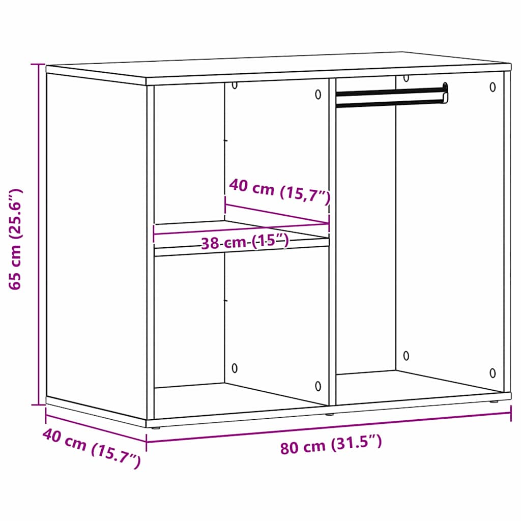 Sminkes szekrény polcokkal fekete tölgy 80 x 40 x 65 cm faanyag