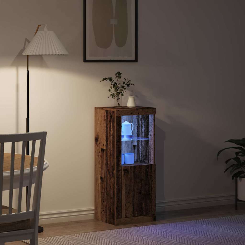 Led tálaló led -es lámpákkal barna 41 x 37 x 100 cm faanyag