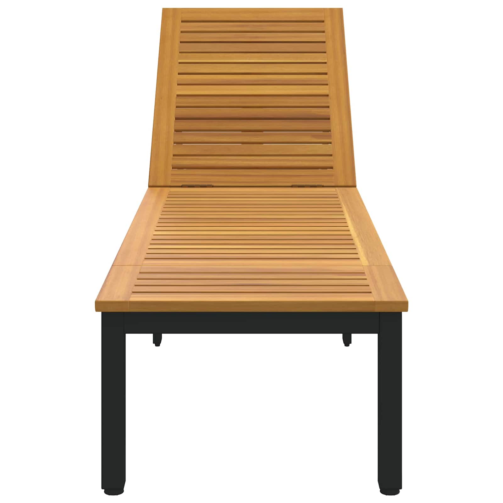 Napozóágy fekete 200 x 55 x 35 cm tömör akácfa