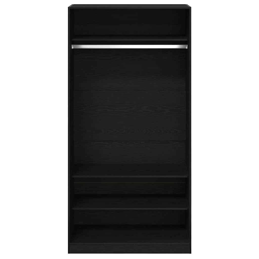 Ruhásszekrény polcokkal fekete tölgy 100 x 50 x 200 cm faanyag