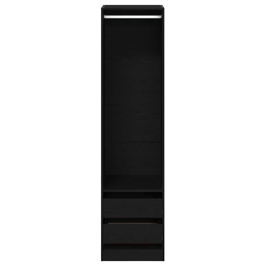 Ruhásszekrény fiókkal fekete tölgy 50 x 50 x 200 cm faanyag
