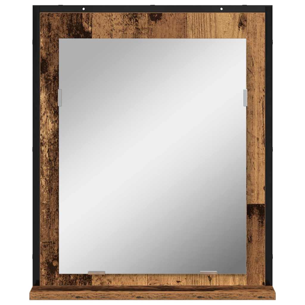 Tükör polcokkal régi fa 50 x 12 x 60 cm üveg és műszaki fa