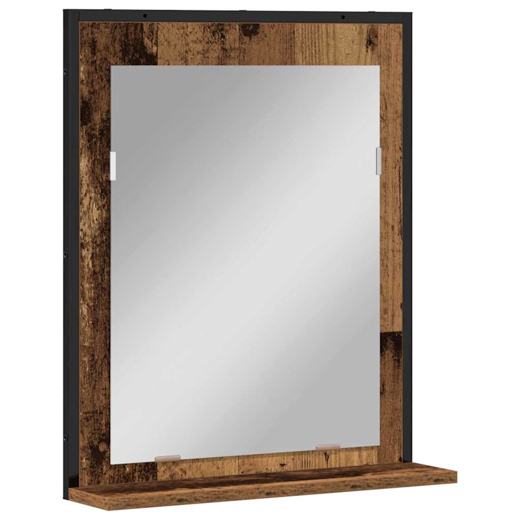 Tükör polcokkal régi fa 50 x 12 x 60 cm üveg és műszaki fa