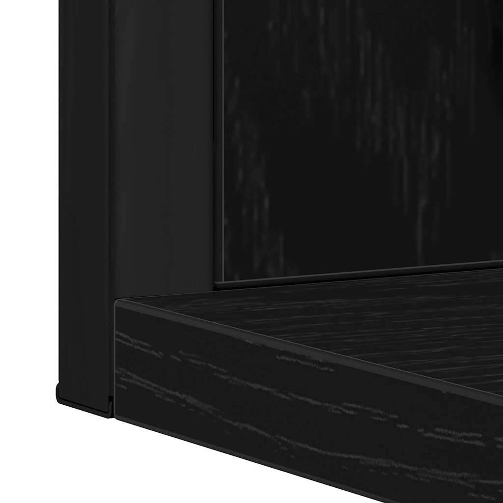 Tükör polcokkal musta tammi 50 x 12 x 60 cm üveg és műszaki fa