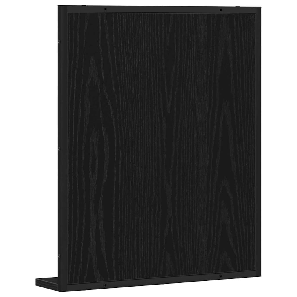 Tükör polcokkal musta tammi 50 x 12 x 60 cm üveg és műszaki fa