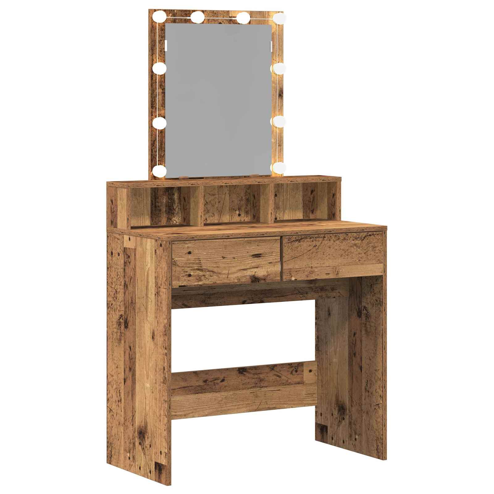 Sminktükör fiókkal polcokkal öreg fa 80 x 41 x 144,5 cm faanyag