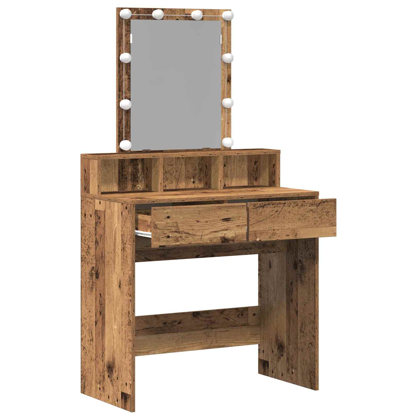 Sminktükör fiókkal polcokkal öreg fa 80 x 41 x 144,5 cm faanyag