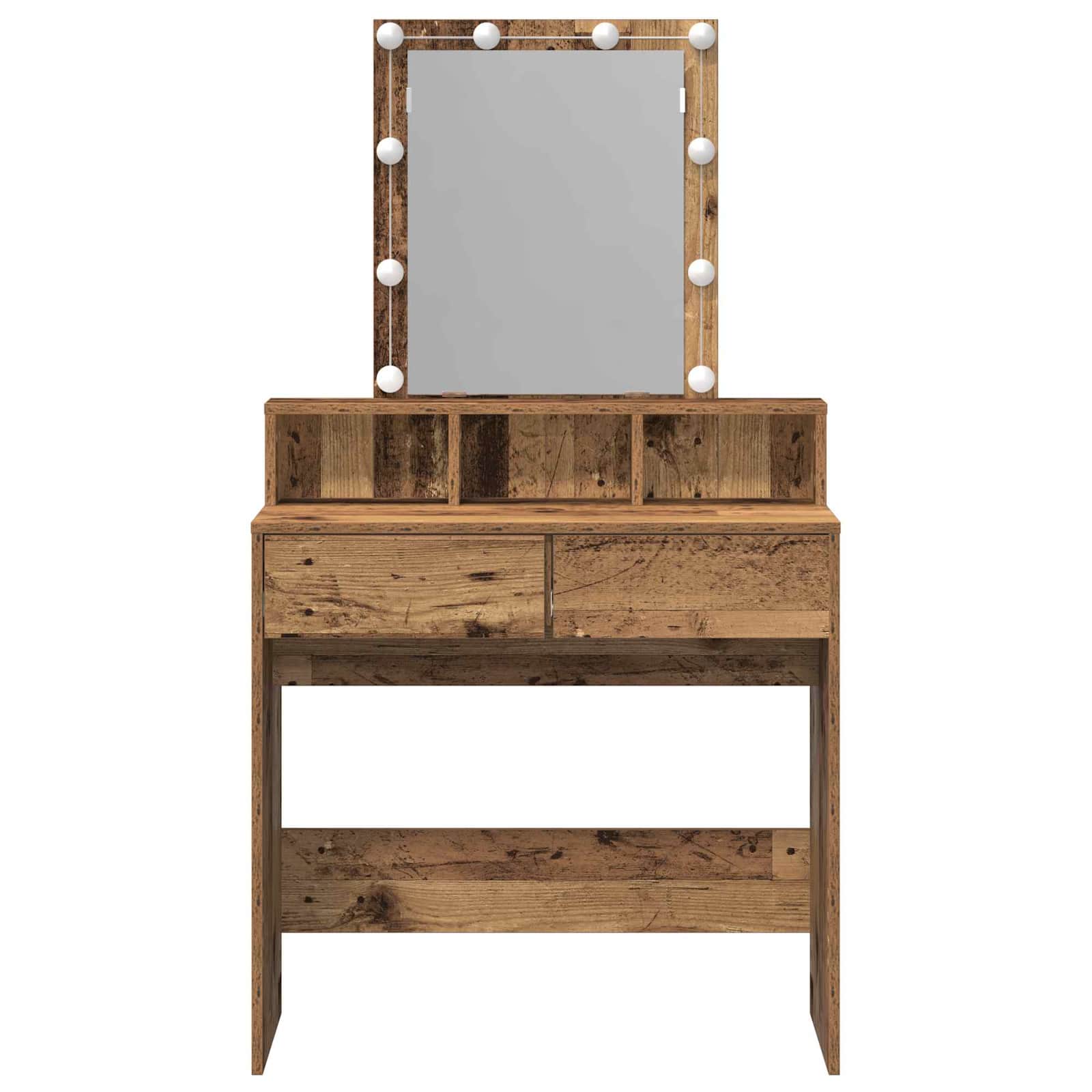 Sminktükör fiókkal polcokkal öreg fa 80 x 41 x 144,5 cm faanyag