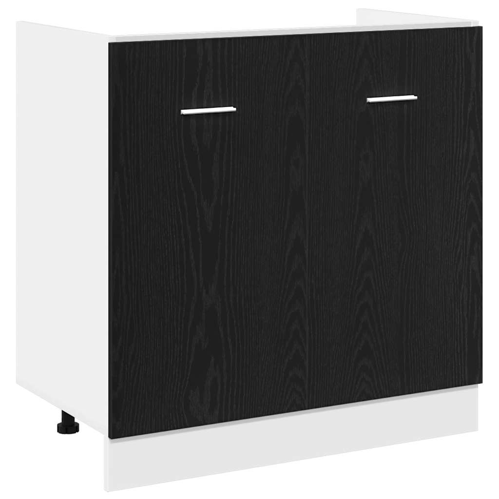 Fekete tölgyfa mosogató alsó szekrény 80 x 46 x 81,5 cm Fekete tölgyfa mosogató alsó szekrény 80 x 46 x 81,5 cm