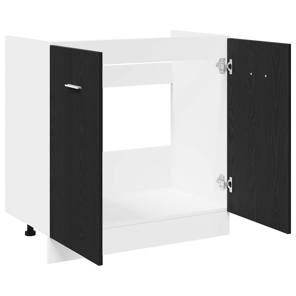 Fekete tölgyfa mosogató alsó szekrény 80 x 46 x 81,5 cm Fekete tölgyfa mosogató alsó szekrény 80 x 46 x 81,5 cm