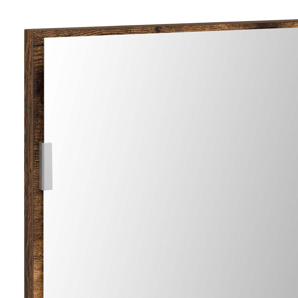 Tükör led -es lámpákkal barna 80 x 37 cm üveg és műszaki fa
