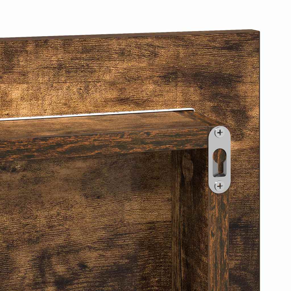 Tükör led -es lámpákkal barna 80 x 37 cm üveg és műszaki fa