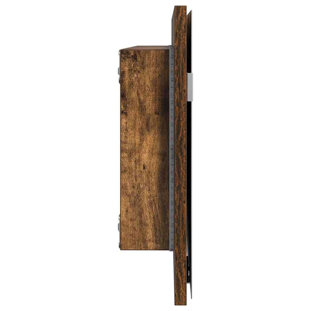 Tükör led -es lámpákkal barna 80 x 37 cm üveg és műszaki fa