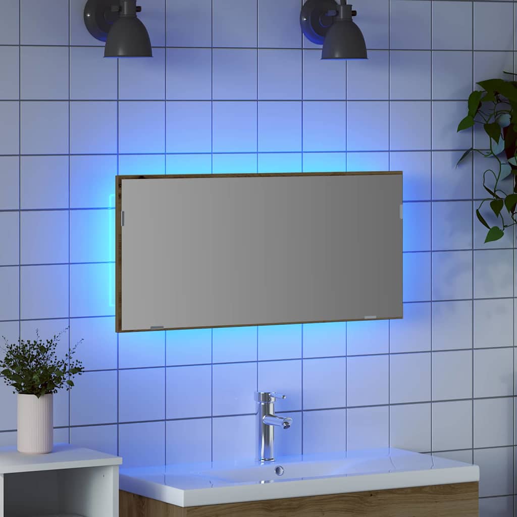 Tükör tükörrel kézműves tölgy 80 x 37 cm üveg és műszaki fa