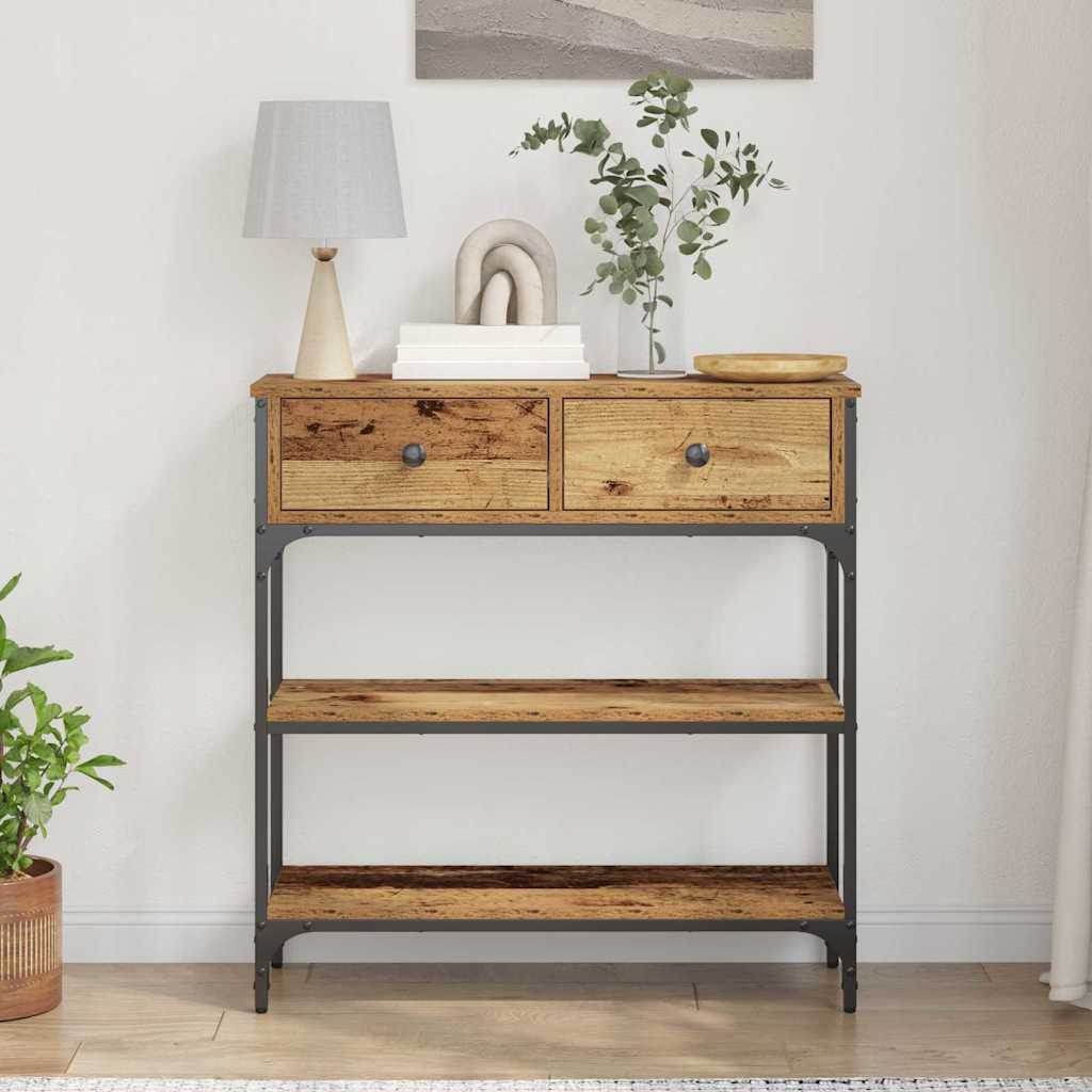 Konzolasztal fiókkal öreg fa 72.5 x 25 x 75 cm faanyag