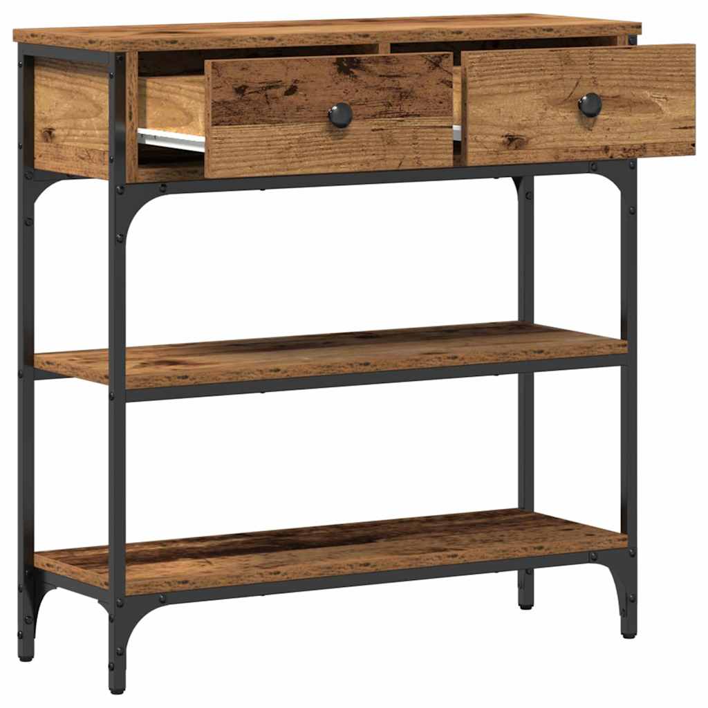 Konzolasztal fiókkal öreg fa 72.5 x 25 x 75 cm faanyag